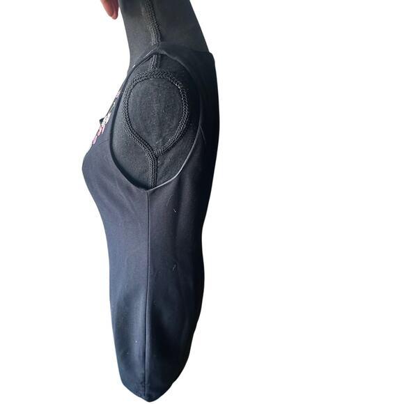 Chadwicks Black Sleeveless Sheath Dress Floral Embroidered Neckline 4P - Picture 4 of 8